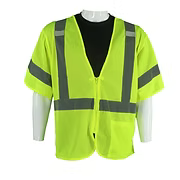 Class 3 Yellow Mesh, Reflective Stripe, Inside Pocket, Zipper Front, Sizes M-5XL