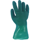 Green PVC, Double Dipped Sandy Finish, Jersey Lining, 12" Gauntlet Cuff