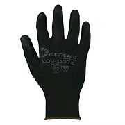 13 gauge Black Nylon Liner with Black Polyurethane Palm Coating. Sizes: S-2XL