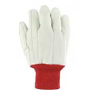Premium quality double palm, bleached white nap-in red knit wrist.