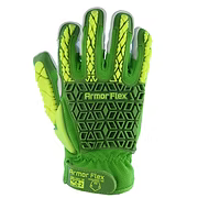 Hi Vis Goatskin Mechanics glove. Anti-Vibration Palm Cut A6, Impact 2, Puncture 4. Green Spandex back with Green and Yellow TPR. M-2XL