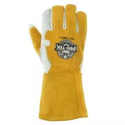 Premium Grade Grain Goatskin Mig-Tig Welding Glove, Keystone Thumb, 4.5" Russet Split Leather Cuff, Reinforcement on Outside edge of hand and Cuff. S-XL