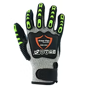 HPPE Impact Level 2 Glove, Cut A5, Black Sandy Nitrile Palm, Velcro Closure, S-2XL
