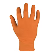 Hi-Vis Orange Nitrile Powder Free Glove, Heavy Texture Diamond Pattern, 8 mil, Extended Cuff, Sizes S-2XL