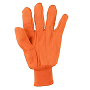 Fluorescent Corduroy Double Palm, Hi-Vis Orange, Cotton/Poly, Hi-Vis Orange Knit Wrist, Large