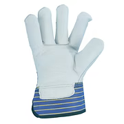 Cowhide Grain Leather Palm, Premium Grade, Safety Cuff, Gunn Cut, Straight Thumb. Sizes: S-XL