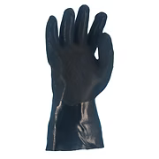 Black PVC, Double Dipped Sandy Finish, Interlock Lining, 12" Gauntlet Cuff