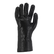 Black PVC, Rough Finish, 12" Gauntlet Cuff, Interlock Lining