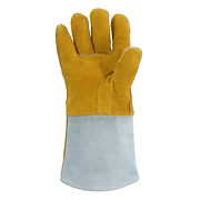 Fully Lined Cowhide Split Welders Glove, Light Brown Premium Grade, Light Brown Cuff, Reinforced Thumb Crotch, Straight Thumb, Large