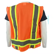 Class 2 Orange Safety Vest . 6 Pockets, Silver Reflective Stripes with Lime Trim. SX-5XL