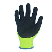 Cotton/Polyester String Knit, Hi-Vis Yellow, Black Crinkle Finish Latex, S and XL