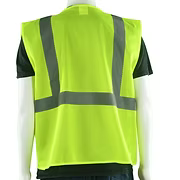 Hi-Vis Yellow Mesh, Reflective Stripes, Outside Pockets, Zipper, Class II, Sizes S-5XL