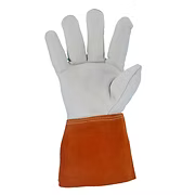 Premium Grade Grain Cowhide Mig-Tig Welding Glove, Wing Thumb, 4.5" Russet Split Leather Cuff, S-XL