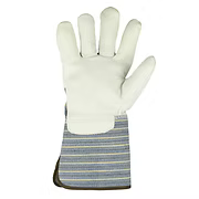 Cowhide Grain Leather Palm, Premium Grade, Gauntlet Cuff, Gunn Cut, Straight Thumb. Sizes: S-XL