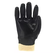 Black PVC, Smooth Finish, Interlock Lining, Knit Wrist, Large