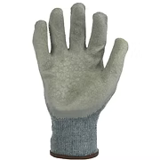 Dextrus cost effective grey cotton/polyester string knit with grey latex crinkle finish palm. Sizes: S - XL
