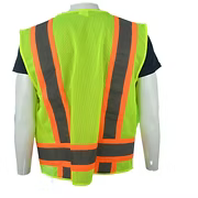 Class 2 Lime Safety Vest . 6 Pockets, Silver Reflective Stripes with Orange Trim. SX-5XL