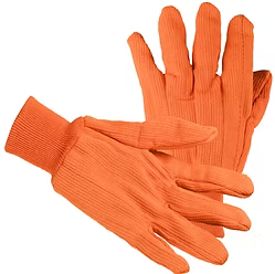 Fluorescent Corduroy Double Palm, Hi-Vis Orange, Cotton/Poly, Hi-Vis Orange Knit Wrist, Large