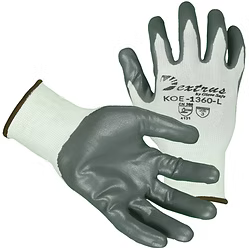 White 13 gauge Nylon Liner with Nitrile Palm Coating. Sizes: S-2XL