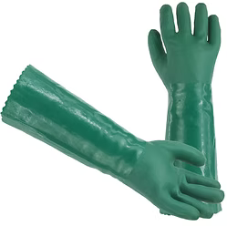 Green PVC, Double Dipped Sandy Finish, Jersey Lining, 18" Gauntlet Cuff