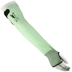 18" A5 Cut Resistant Sleeve with Hook and Loop Closure on Top arm and Thumbhole on Bottom, Light Green Color