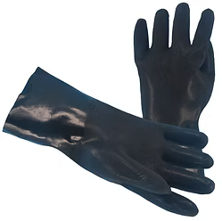 Black PVC, Double Dipped Sandy Finish, Interlock Lining, 12" Gauntlet Cuff