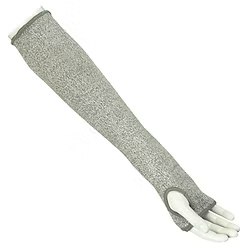 18" A4 Cut Resistant Sleeve with Thumbhole, Salt and Pepper Color, EN407, Heat Rating 1