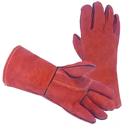 Russet shoulder leather, foam lined, Aramid sewn, reinforced thumb strap Large