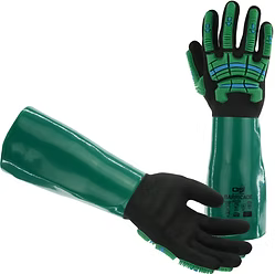 Elbow Length Double Dipped Nitrile, Cut A6, Impact 2, Abrasion 6, Puncture 4