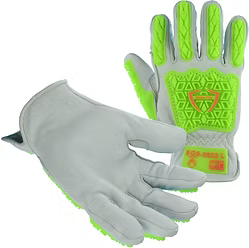 Cut A9 Protection, Impact 2 Hi-Vis Lime TPR on back of hand, Abrasion 4, Puncture 4, Reinforced Wing Thumb, S-2XL
