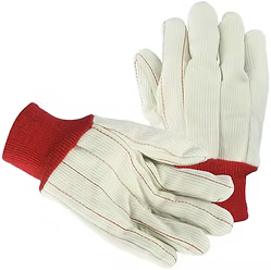 Premium Grade 18 Oz Corded Double Palm With Red Knit Wrist