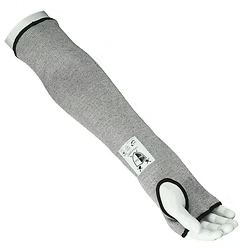 18" A3 Cut Resistant Sleeve with Thumbhole, Salt and Pepper Color, EN407, Heat Rating 1
