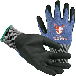 Cut A9, Abrasion 6, Puncture 5, 18 Gauge, Foam Nitrile Palm, Blue, S-2XL