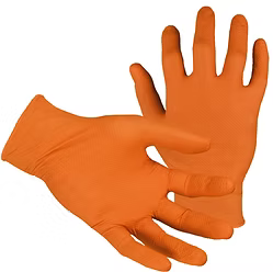 Hi-Vis Orange Nitrile Powder Free Glove, Heavy Texture Diamond Pattern, 8 mil, Extended Cuff, Sizes S-2XL