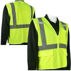 Hi-Vis Yellow Class II Safety Vest, 5 Pockets, Reflective Silver Stripes. S-5XL