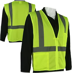 Class 2 Safety Class 2 Safety Vest All Mesh. Features 2 Outside Pockets. Hi-Vis Yellow with 2 inch Silver Reflective Stripes M-4XL