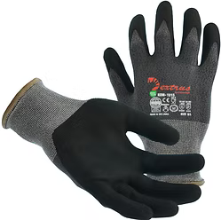 Premium Grade 18G grey Nylon, Black Nitrile Micro-Foam, Palm Coated Glove