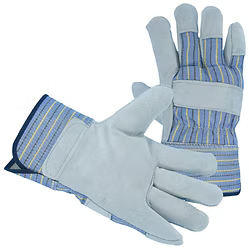 Premium Grade Leather Palm, Stripe Fabric Back, 2.5" Rubberized Cuff, S-XL