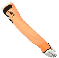 18" A5 Cut Resistant Sleeve with Hook and Loop Closure on Top arm and Thumbhole on Bottom, Orange Color