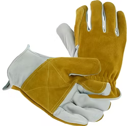 Premium Grade Double Palm Cowhide Driver, Wing Thumb, Shirred Elastic Back, Leather Hemmed. Sizes: XS-2XL