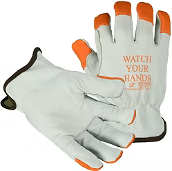 Quality Grade Goatskin Grain Driver Orange Finger Tips With Logo , A5 Aramid Lining, Wing Thumb. Sizes: S-3XL
