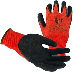 13 Gauge Red HPPE Fiber Cut A4, Abrasion 3, Puncture 2 , Crinkled Rubber Palm Coating, S-2XL