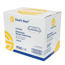 Chef's Seal™ Aluminum Steamtable Pan, 1/2 Size, Standard Weight, Medium, Silver (100 PACK)