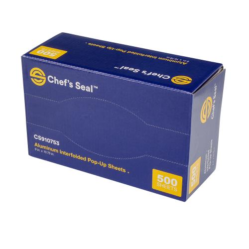 Chef's Seal™ Aluminum Foil Pop Up Sheet, Silver, 9" x 10.75" (3000Pack)