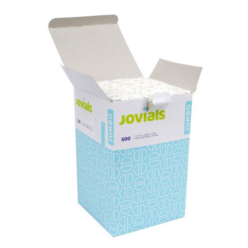 Jovials™ Jumbo Paper Wrapped Straw, Clear, 7.75" (12,000Pack)