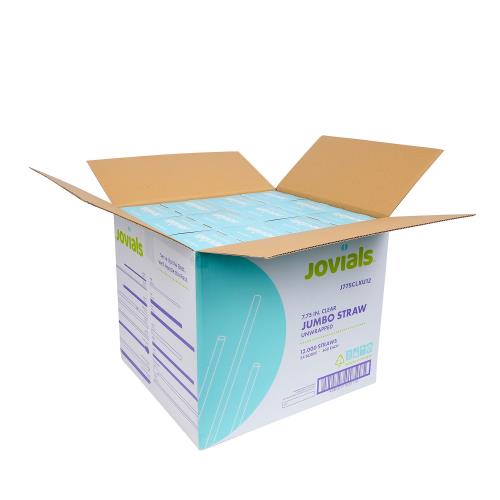 Jovials™ Jumbo Unwrapped Straw, Clear, 7.75" (12,000Pack)