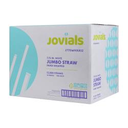 Jovials™ Jumbo Paper Wrapped Straw, White, 7.75" (12,000Pack)